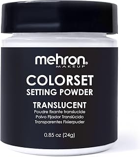 Mehron Makeup Colorset Setting Powder - TRANSLUCENT Setting Powder | .85 oz Translucent Setting Powder for Cosplay, Face & Body Paint, and Cream Makeup. Vegan, Cruelty Free, & Made in the USA.