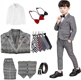 §ｚｚ．ｌｕｘｉ Boys' Formal Suit, Kids' Clothing, 6-Piece Set, Jacket, Vest, Pants, Bow Tie, Necktie, Brooch, Recitals, Weddings, Ceremonies, Entrance Ceremonies, Graduations, Boys, Purple, Navy, 90-170 cm