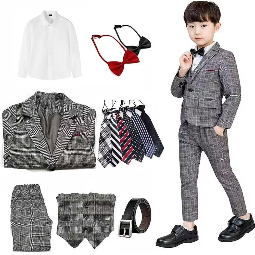 §ｚｚ．ｌｕｘｉ Boys' Formal Suit, Kids' Clothing, 6-Piece Set, Jacket, Vest, Pants, Bo