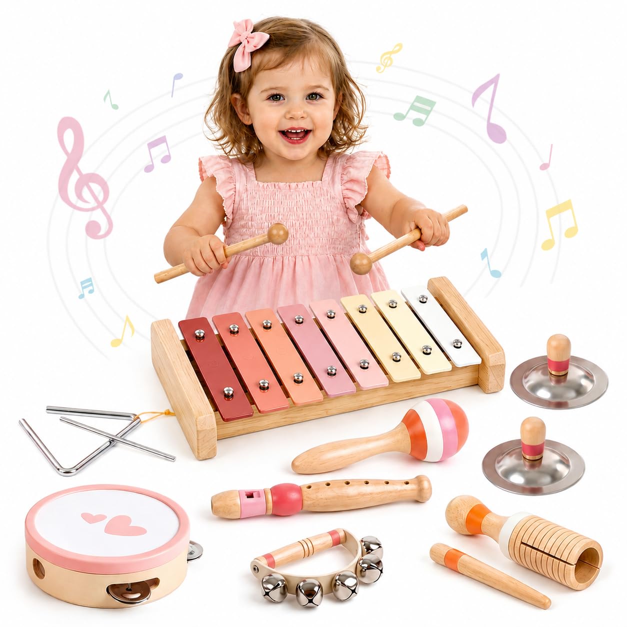 Kids Musical Instruments Musical Toy Xylophone Maracas Girl Toys Baby Wooden Bab