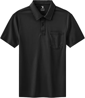 BASUDAM Men's Outdoor Polo Shirts with Pocket Quick Dry Short Sleeve Work