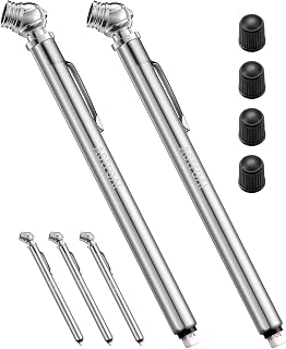 AstroAI Pencil Tire Pressure Gauge, 2 Pack 10-75 PSI Stainless Steel Body | ANSI B40.1 Grade B Certified Accurate, 6-Piece Car Accessories Set, 3 Measurements for Cars, Pickups, Bicycles