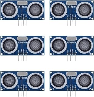 Funsto HC-SR04 Ultrasonic Sensor Module for Arduino, 6pcs, DC 3.3V-5V, 2cm-450cm Range, Up to 0.3cm Precision