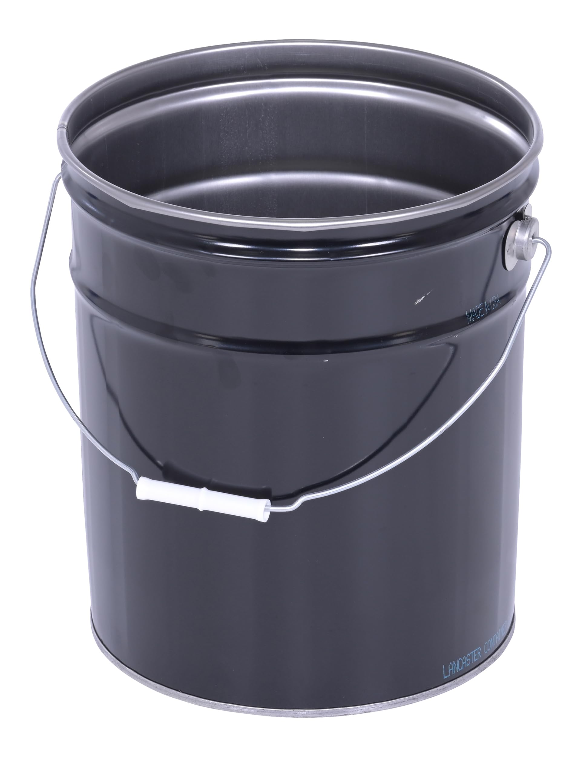 Vestil Pail-STL-RI Steel Open Head Pail with Handle, 5 Gallon Capacity, Black