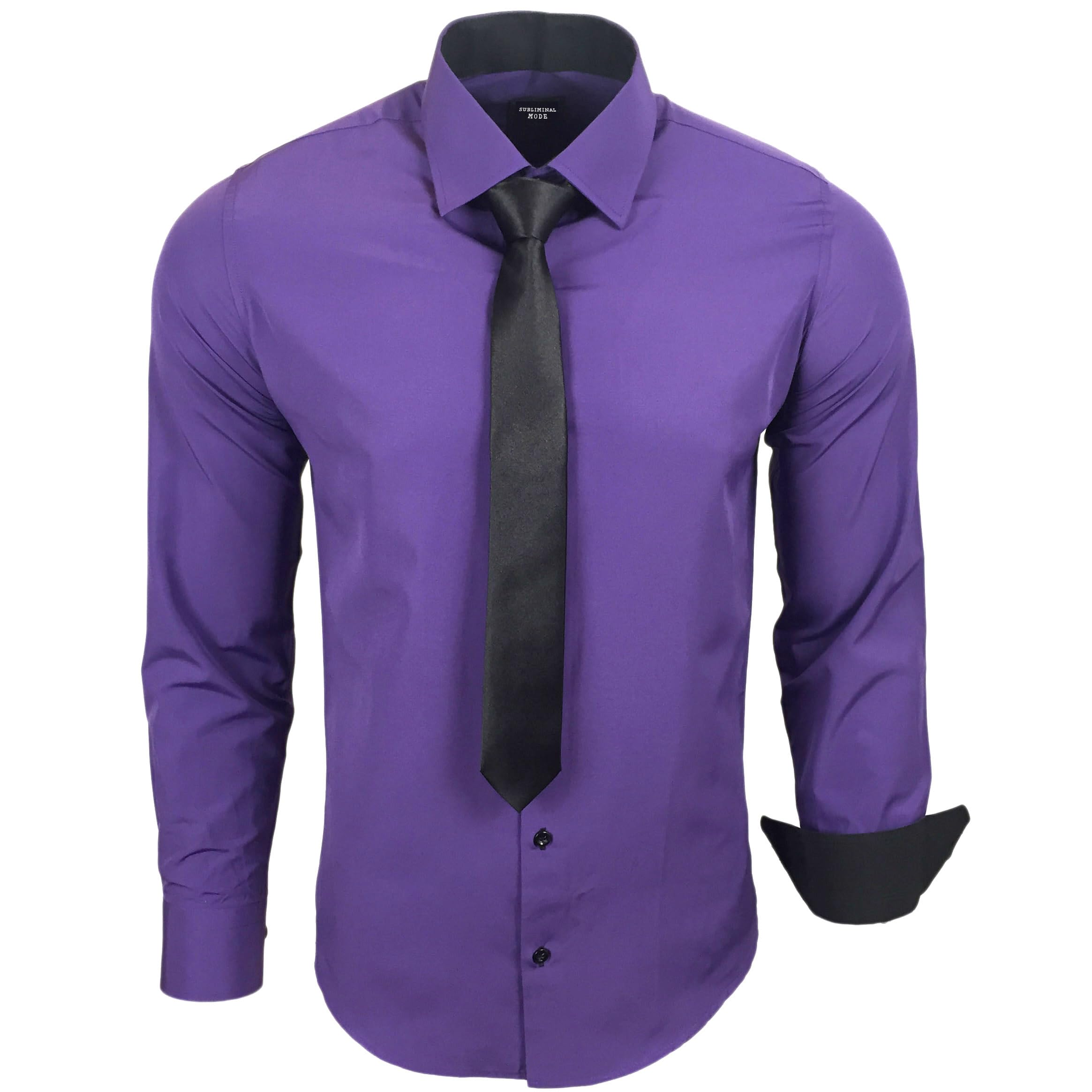 Subliminal Men's Easy Iron Shirt Plain Long Sleeve Slim Fit Christmas Valentine'