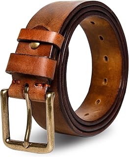 Mens Heavy Duty Heavy Duty Full Grain Leather Work Belt with Extra Strong Buckle - Gift Boxed