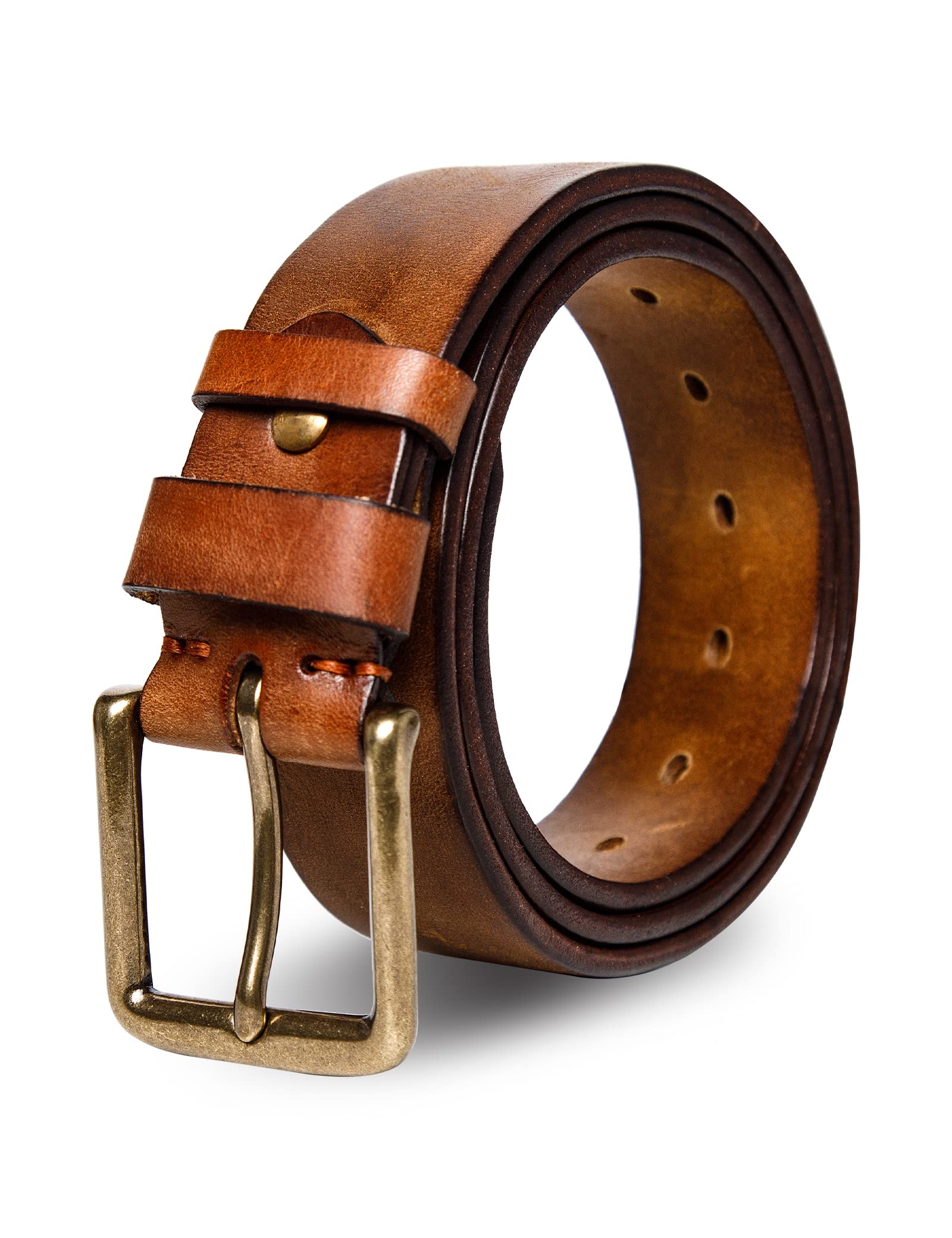 Mens Heavy Duty Heavy Duty Full Grain Leather Work Belt with Extra Strong Buckle