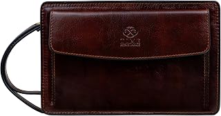 Time Resistance Leather Clutch Purse for Men - Handmade Men's Wrist Bag - Italian Leather Clutch Bag - Small Business Briefcase - Small Everyday Items Organizer - Men's Leather Handbag