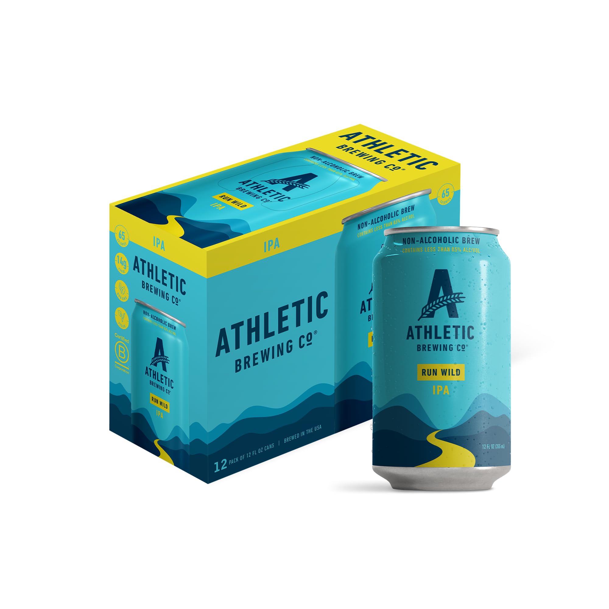 Athletic Brewing Company Non-Alcoholic Beer Run Wild IPA, 12pk, 12 Fl Oz Cans, 0