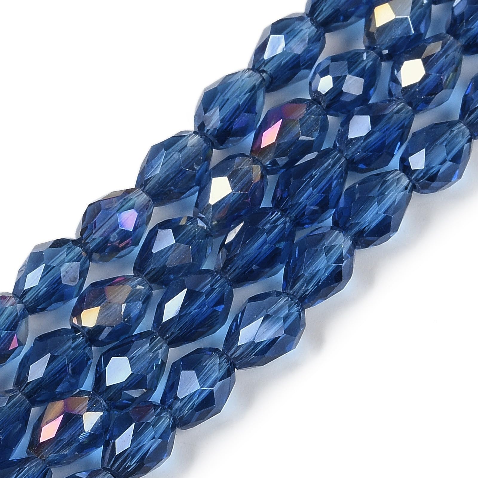 65-67pcs/Strand Faceted Glass Teardrop Beads Loose Spacer Beads for Necklace Bra