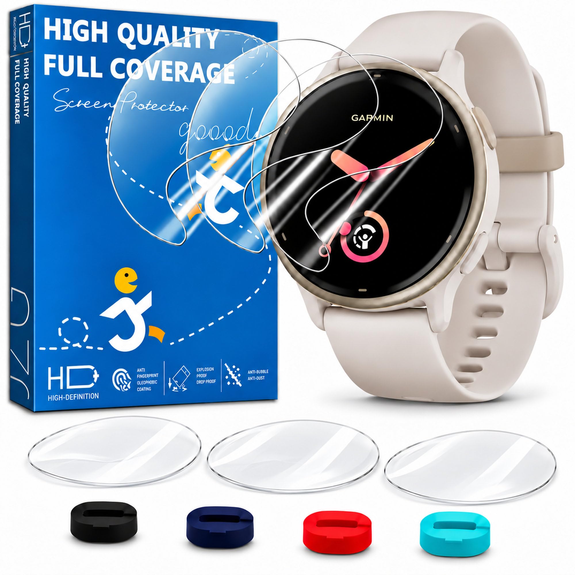 6 Pack Screen Protector for Garmin Vivoactive 5/6 42mm with 4 Dust Plugs | HD Cl