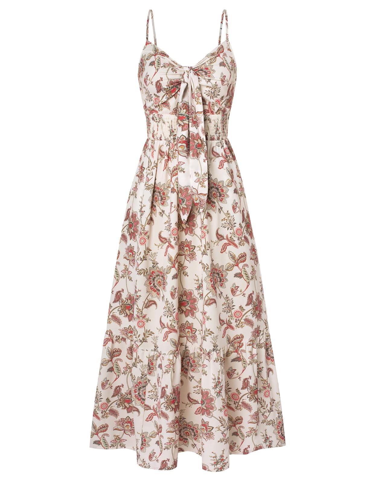 GRACE KARIN Womens Floral Spaghetti Straps Spaghetti Strap Sundress Backless Lon