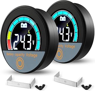 Battery Monitor Voltage Meter 12V 24V 48V 60V 72V 84V Waterproof Digital Indicator Round Golf Cart Battery Meter Embedded LCD Display Voltage Gauge for Golf Cart Motorcycle Car Truck (2)