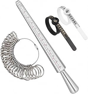 NIUPIKA Ring Sizer Measuring Tool Ring Mandrel Ring Measurer Ring Sizing Kit Measure Finger Size Measurement Tool Set Metal Gauge US Size 1-13 Jewelry Sizers Kit of 27 Pieces
