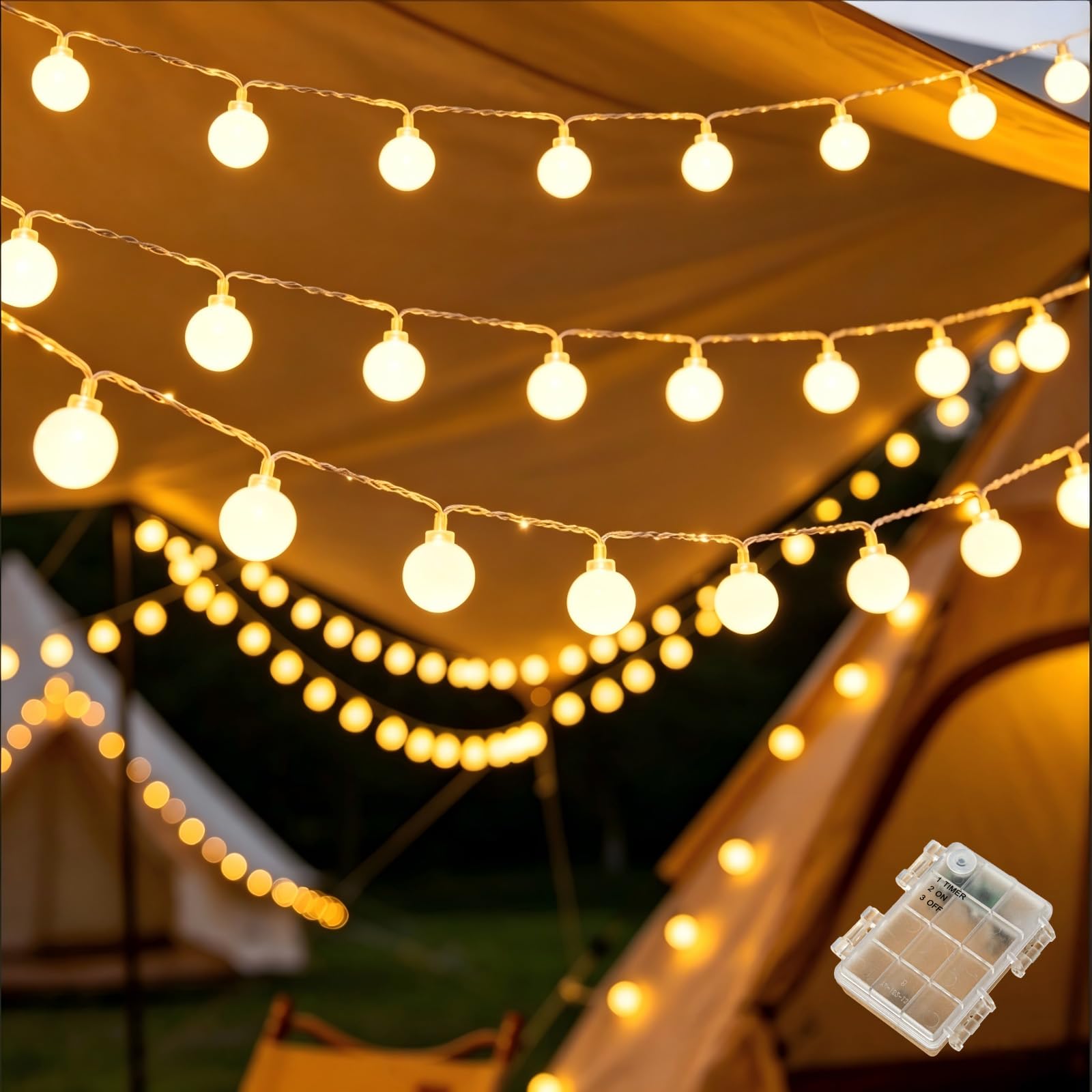Etopgo Battery Fairy Lights, 3M20LED Globe String Light with 6h Timer,Waterproof