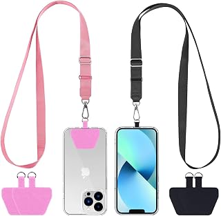 CACOE Phone Lanyard, Black+Pink, 2 Pcs