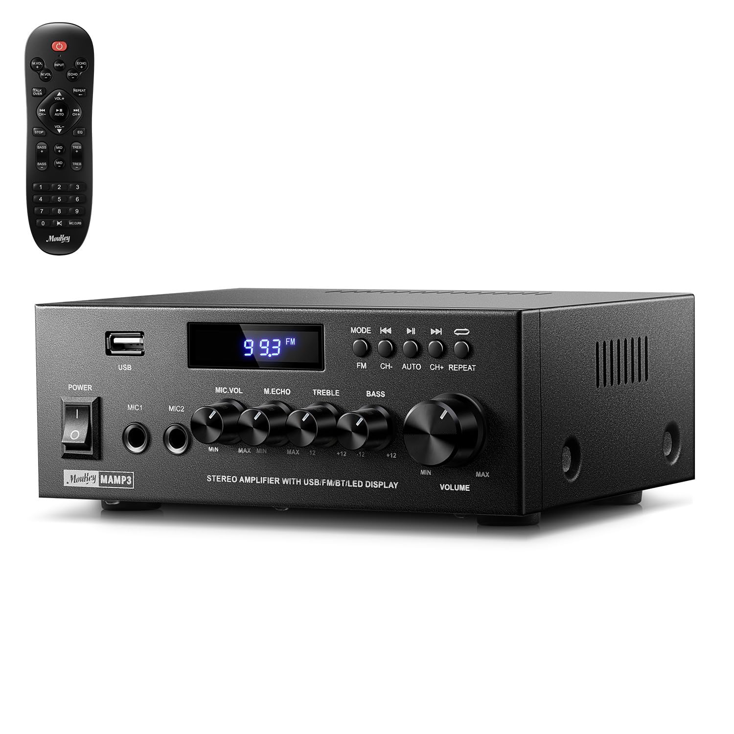Moukey Amplifier Home Audio, 2.0 Channel Stereo Receivers with Bluetooth 5.3, Fu