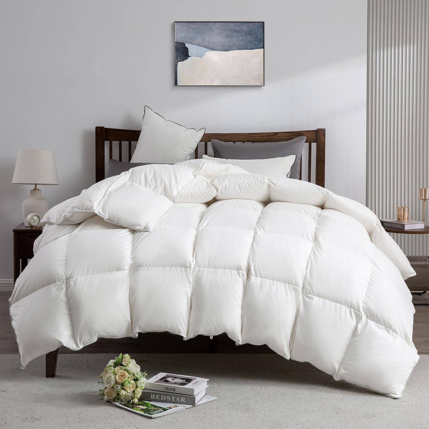 APSMILE Hotel Quality Feather Fiber Duvet, Oversized Queen Size Fluffy Insert fo