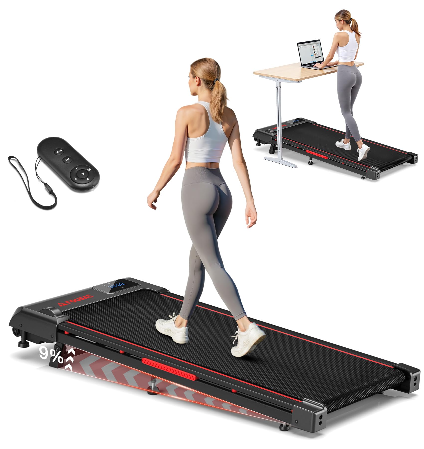 Walking Pad, FOUSAE 3 in 1 Max 6.2 MPH Treadmill for Home with Double Frame 330 