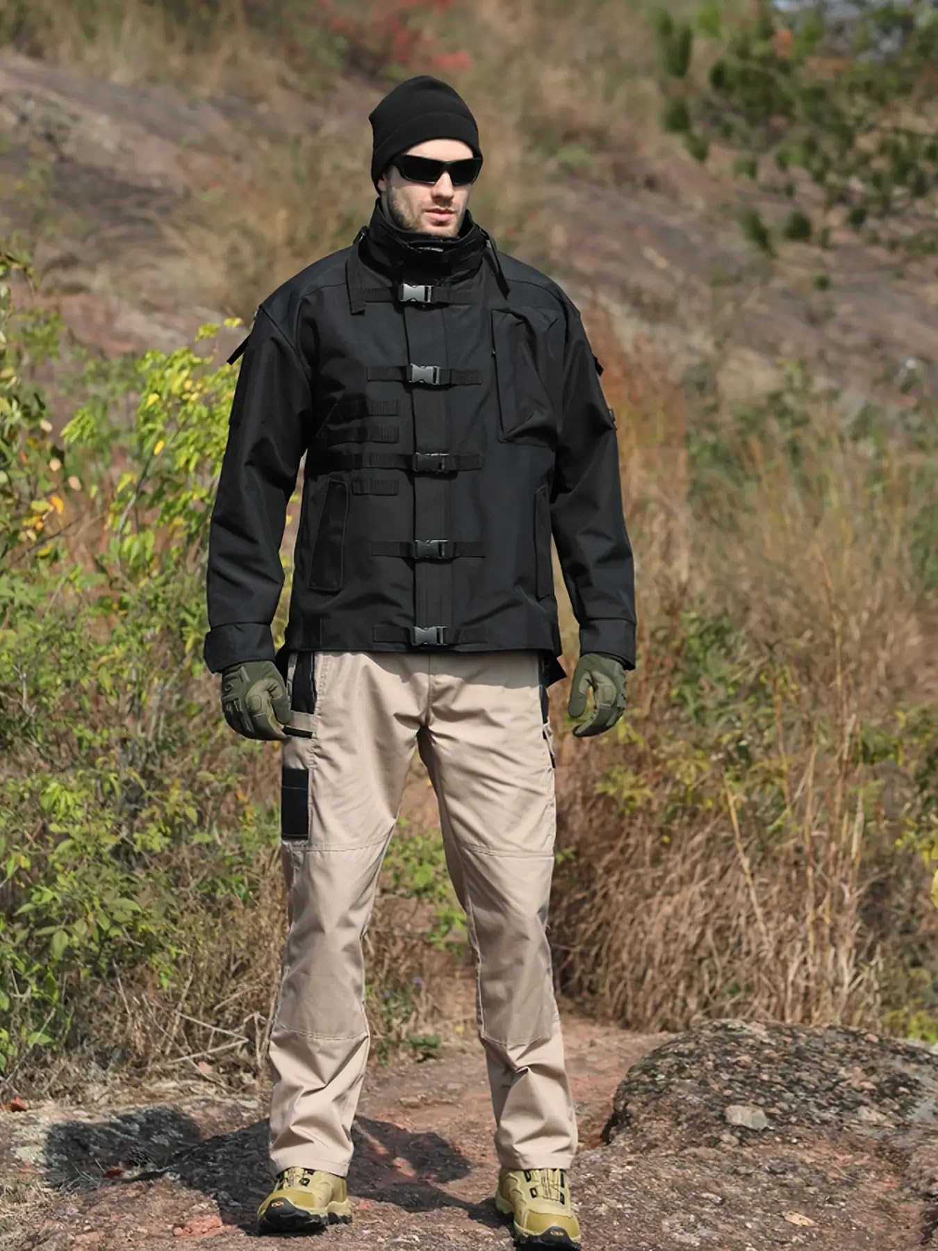Mens Tactical Cargo Pants Multifunctional Zipper Pockets Outdoor Work Travel Tro