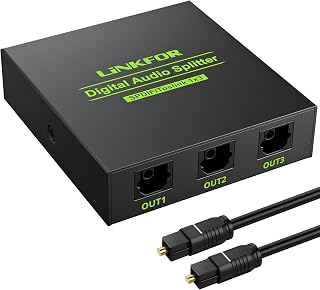 LiNKFOR Optical Audio Splitter 1x3 SPDIF Toslink Aluminum Alloy 1 Input 3
