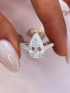 1 x Elegant Sparkling Water Drops Ring for Women, Dating Decor for Daily Life for Graduation Party