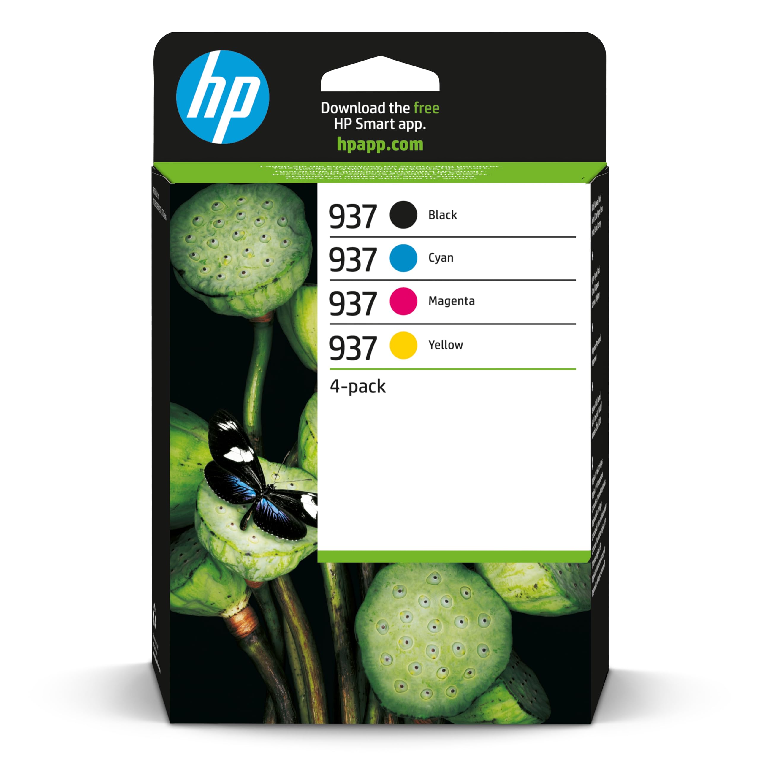 HP 937 Black/Cyan/Magenta/Yellow Original Ink Cartridges 4-Pack | Compatible wit