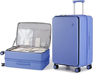 mixi 24 Inch Large Expandable Checked Luggage PC Hard Shell Suitcase Top Opening Rolling Travel Suitcases with Spinner Wheels & TSA Lock, Dreamy Purple