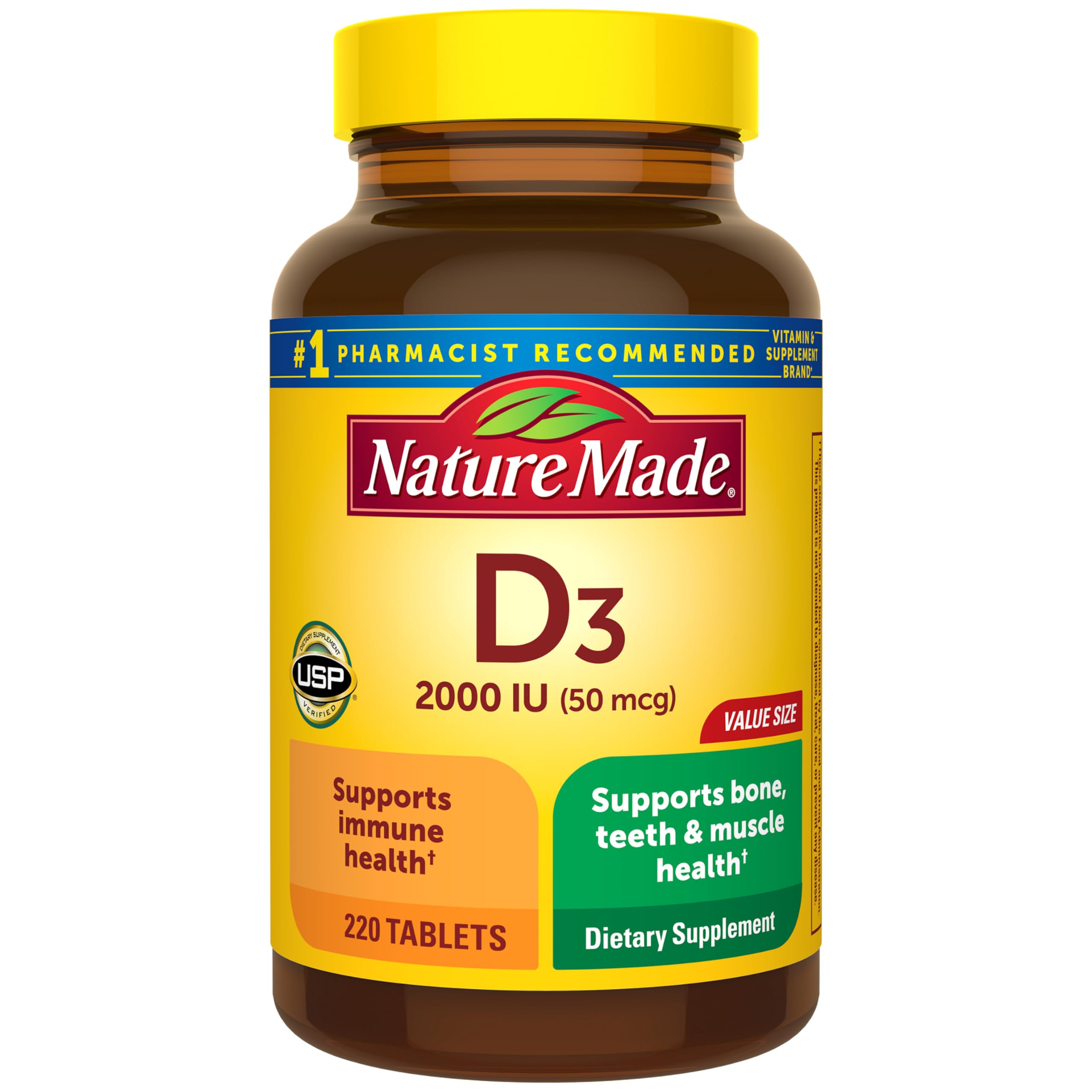 Nature Made Vitamin D3 2000 IU (50 mcg), 220 Vitamin D Tablets | Vitamin D Suppl