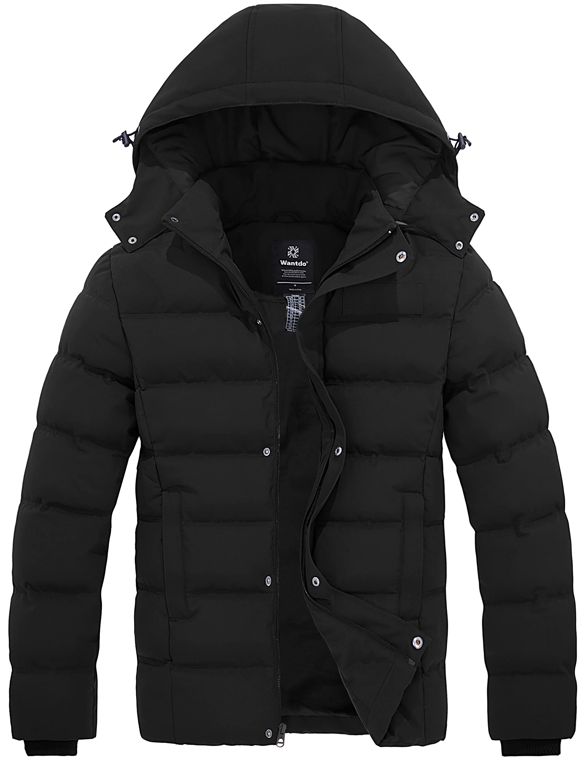 Wantdo Men's Winter Outdoor Thick Cotton Hooded Puffer Parka