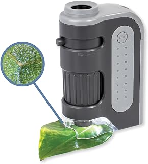 Carson MicroBrite Plus, 60x-120x LED Lighted Pocket Microscope |Portable Handheld Microscope STEM Toy - Mini Microscope for Student Science Lab, Educational Portable Microscope (MM-300)