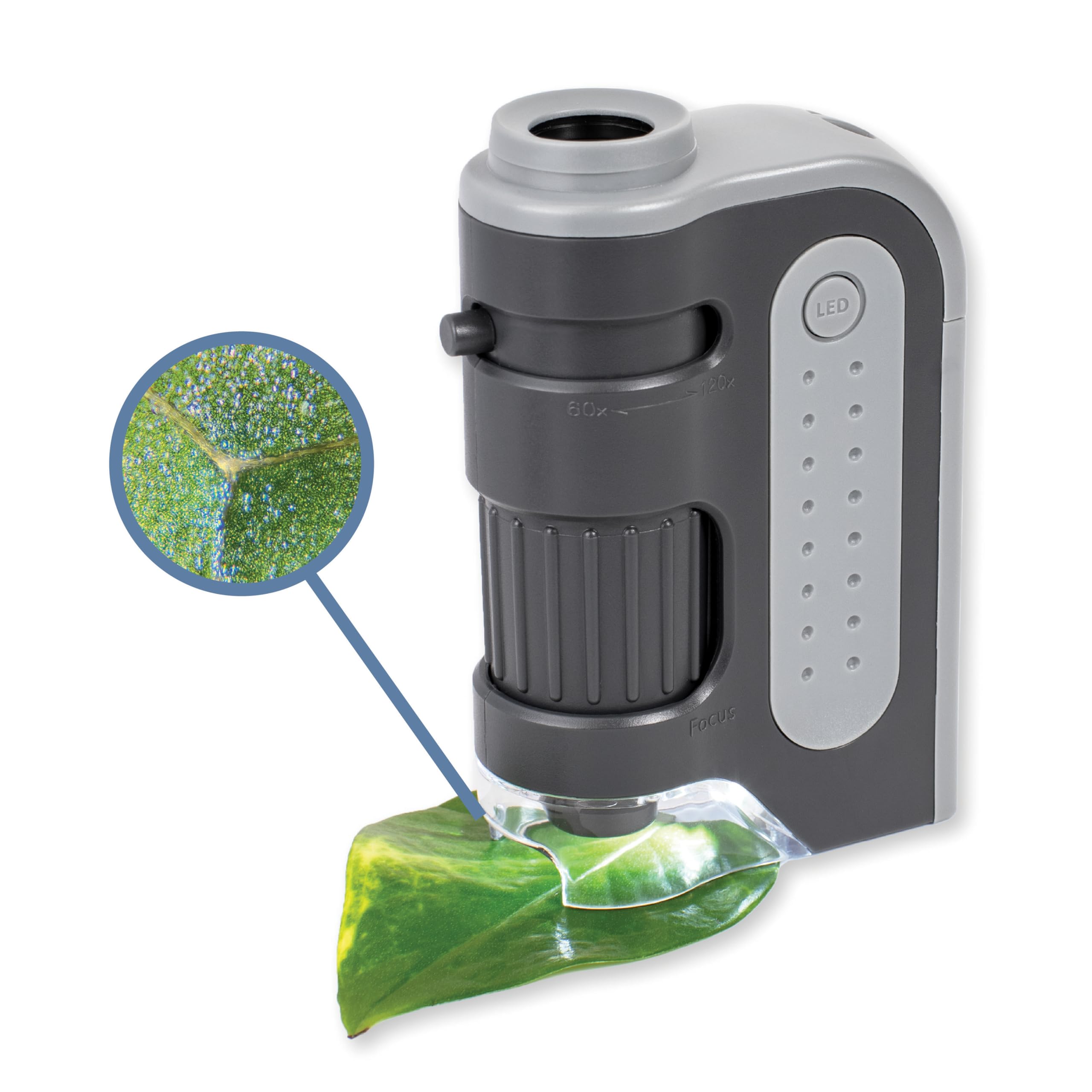 Carson MicroBrite Plus, 60x-120x LED Lighted Pocket Microscope |Portable Handhel