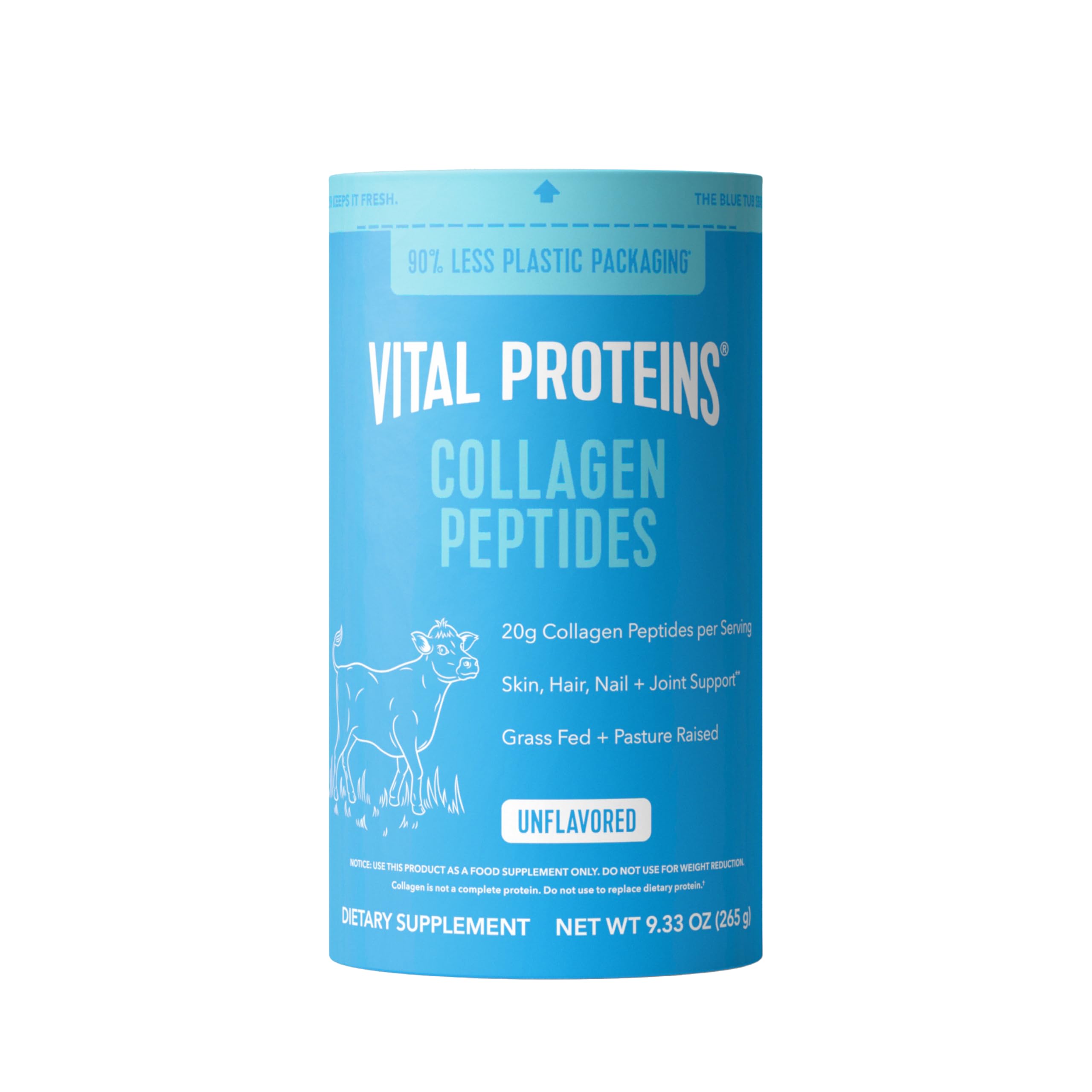 Vital Proteins Collagen Peptides Powder, Unflavored, 9.33oz | Grass-Fed Collagen