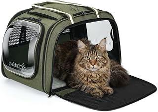 pecute Cat Carrier Extra Large, Dog Carrier Bag Stable Structure, Green