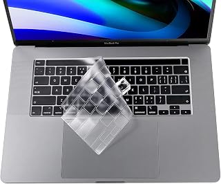 imComor MacBook Pro 13 Inch M2 A2338 2024-2020 M2 M1 A2289 A2251 & MacBook Pro 16 Inch A2141 2020-2019 Touch Bar & Touch ID Keyboard Protector Skin Cover, Transparent, TPU, Water-Repellent, Dustproof