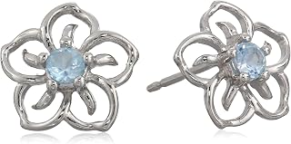 Amazon Collection Sterling Silver Sky Flower Stud Earrings