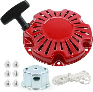 Hoypeyfiy 28400-Z0D-V03ZA Recoil Pull Starter Assembly, Red Recoil Starter Pull Cord Starter with Bolts Spare Rope Start Cup, Replacement for Honda GX100 2.8HP 3HP Engine, 28400-Z0D-V02ZA