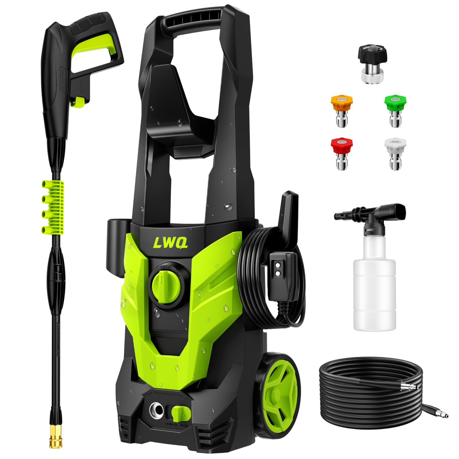 Pressure Washer, Portable Power Washer, 4 Quick Connect Nozzles, High Pressure C