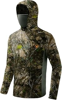 Palmyth Hunting Hoodie with Mask for Men Long Sleeve Sun Protection UV UPF 50+ Camo Fishing Shirts