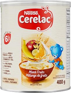 CERELAC Mixed Fruits Baby Cereal, 6 Months & Up, 400 g | Source of Iron, Calcium & Vitamins B1 & B3, Made With Real Fruit, No Added Sugar, Flavours or Preservatives, Halal Correct