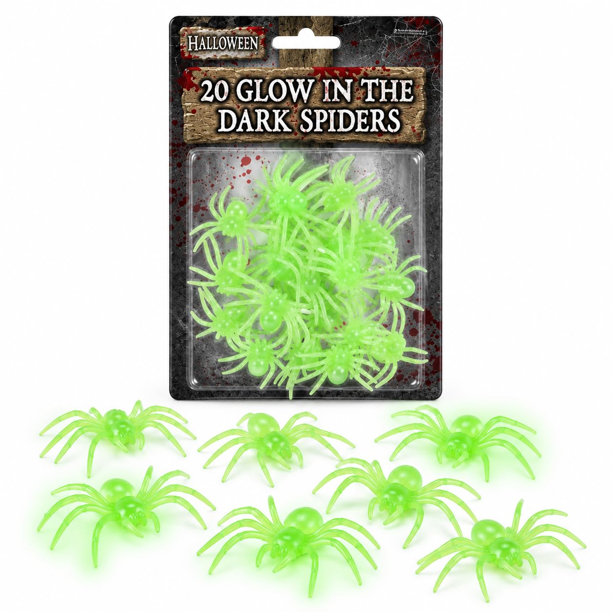 HENBRANDT 20 Glow in the Dark Spiders, Fake Halloween Spider Decorations | 5cm W