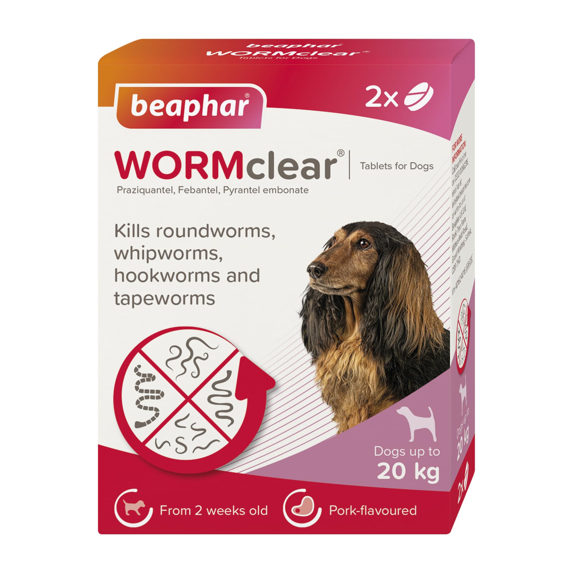 Beaphar - WORMclear® Tablets for Dogs up to 20kg - 2 Tablets - Kills All Common 