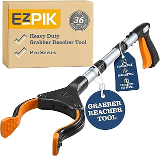 EZPIK® PRO 36" Long Reach Grabber Tool for Elderly - 90 cm Folding Magnetic Pick Up Stick - Grabber Stick for Disabled with Rotating Head