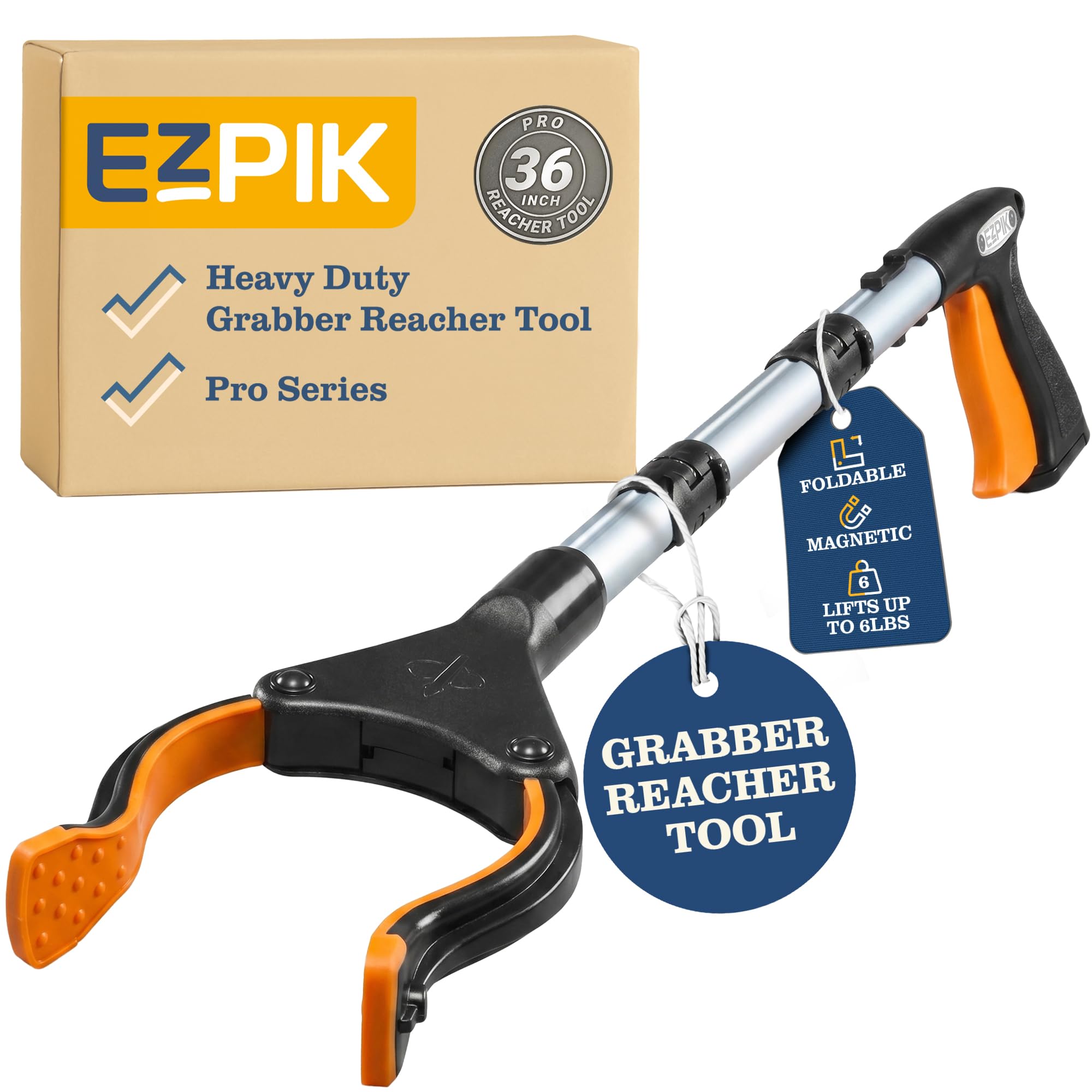 EZPIK® PRO 36" Long Reach Grabber Tool for Elderly - 90 cm Folding Magnetic Pick