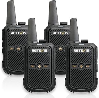 Retevis RT15 Walkie Talkies, 2 Way Radio Long Range for Adults (4 Pack) | for Retail Wellness Support, Mini, Portable, Rugged, FRS, 1000mAh, 16 Channel Lock, VOX Hands-Free