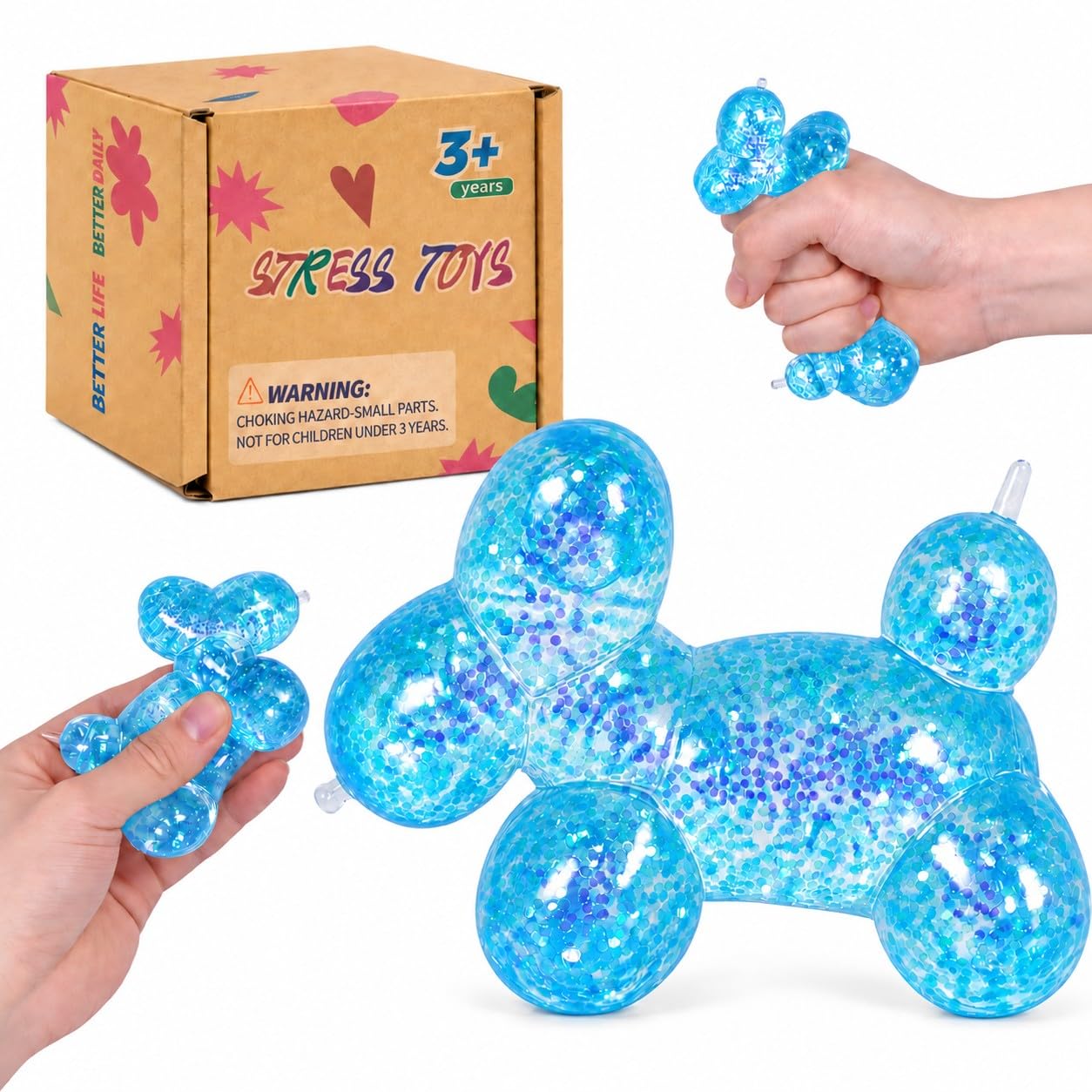 Graphinza Squeeze Toys – Balloon Dog Squishy Squeeze Toy (Blue1, 9cm)