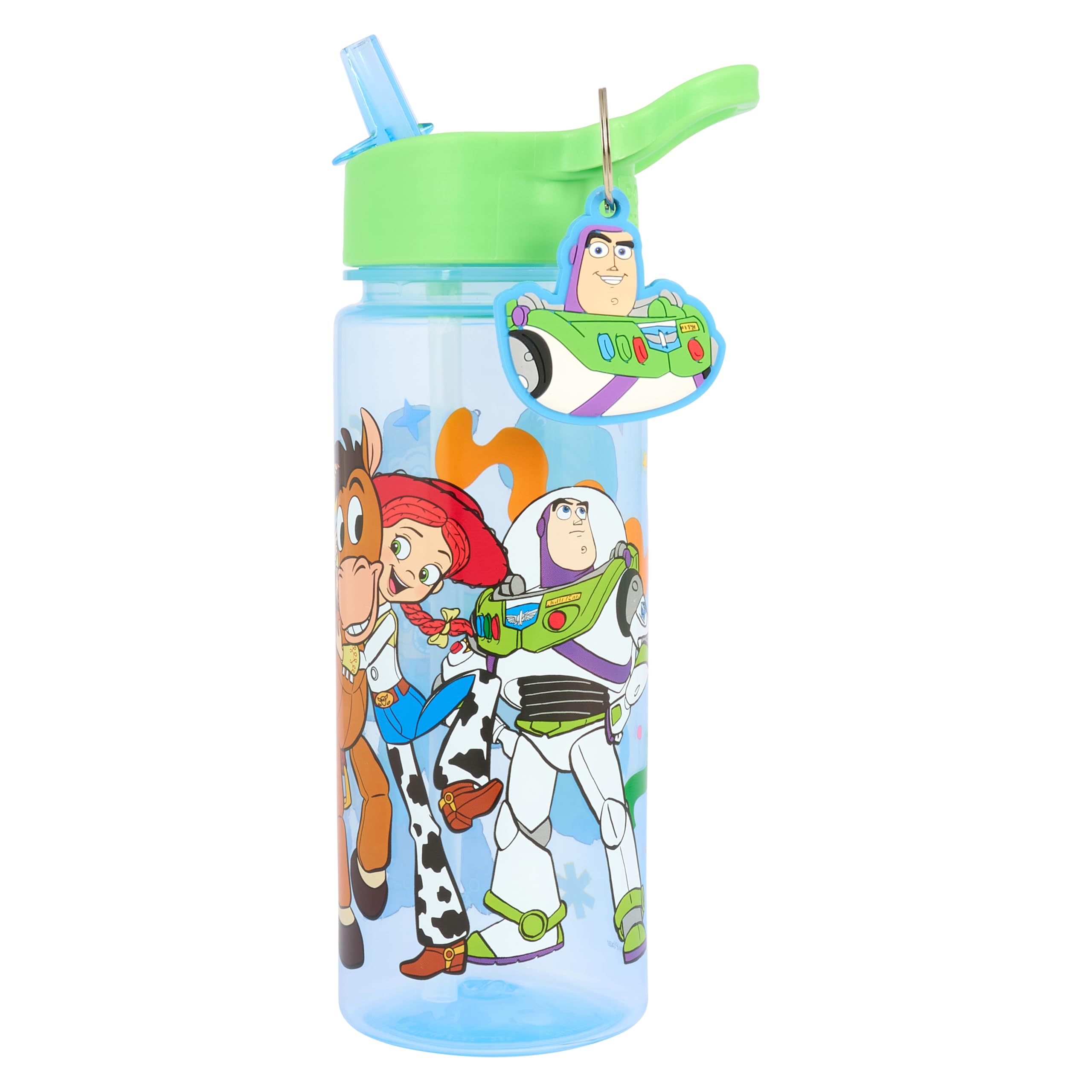 Disney Toy Story Water Bottle with Straw, 500ml Polypropylene, Blue, Buzz Lighty