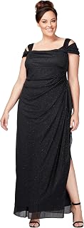 Alex Evenings Long Cold Shoulder Dress, Mother of The Bride Women's Special Occasion Dress