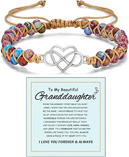 LIU JUN Braccialetto con nodo in fiore di pesco "A Link That Can Never Be Undone For Grandma Always Brave And Strong regolabile intrecciato ispiratore, regalo di Natale