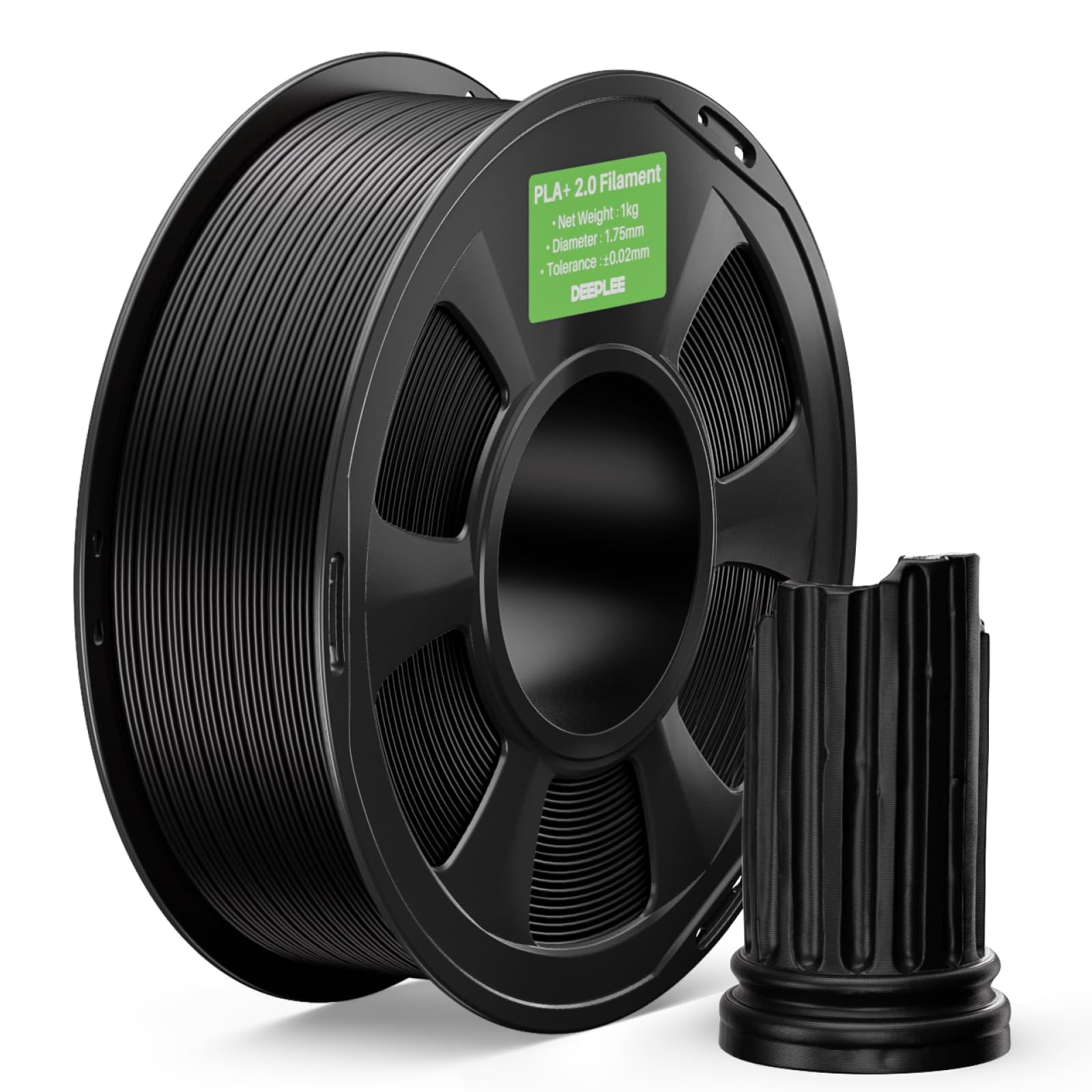 DEEPLEE PLA Plus 2.0 Filament Black 1KG | Upgraded PLA+ 1.75mm 3D Printer Filame